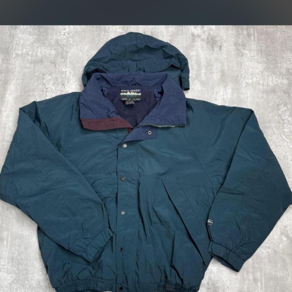 White Sierra Vintage 90s Teal Nylon Hooded Jacket Mens Large Fleece Lined